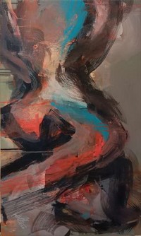 Khalid Khan-Kaay, 20 x 36 Inch, Acrylic on Canvas, Abstract Painting, AC-KHKN-107